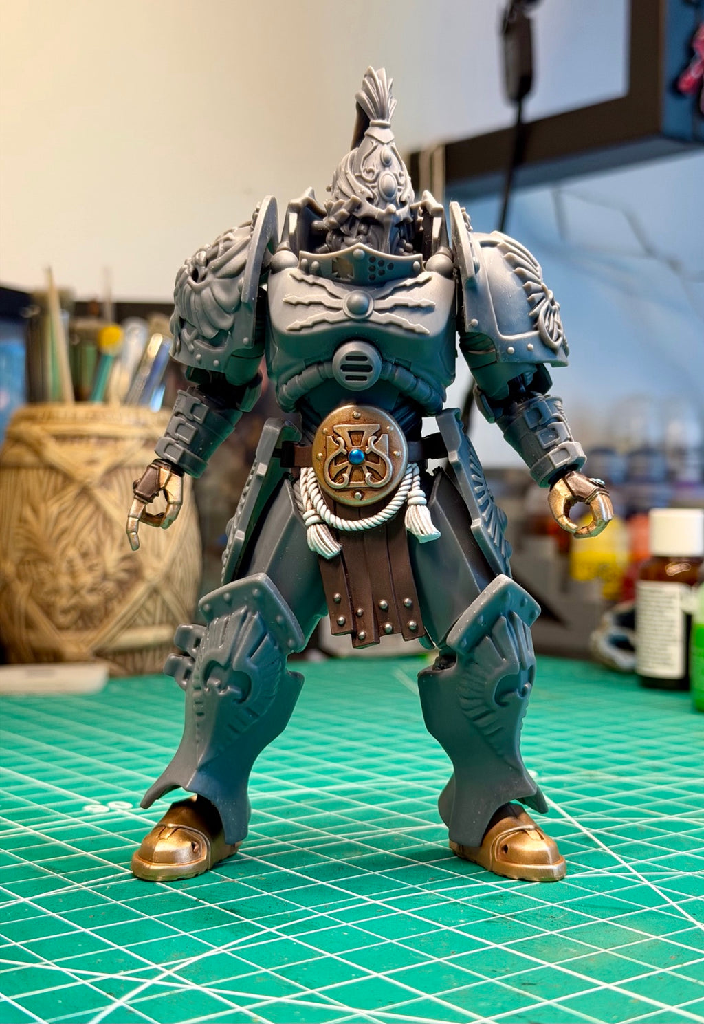 Unpainted assembled 1/18 scale Custodian conversion kit, front view